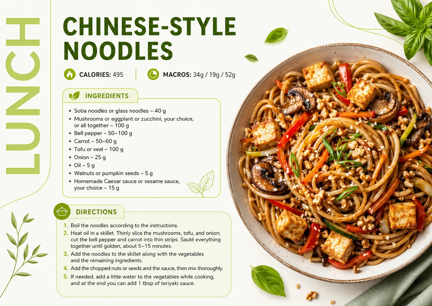 Chinese-Style Noodles - real page from the cookbook