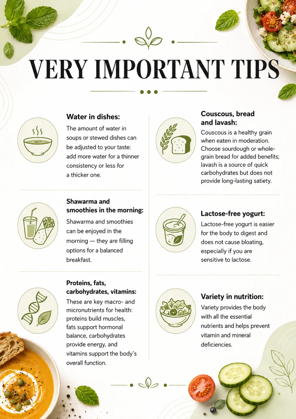 Very Important Tips - real page from the cookbook